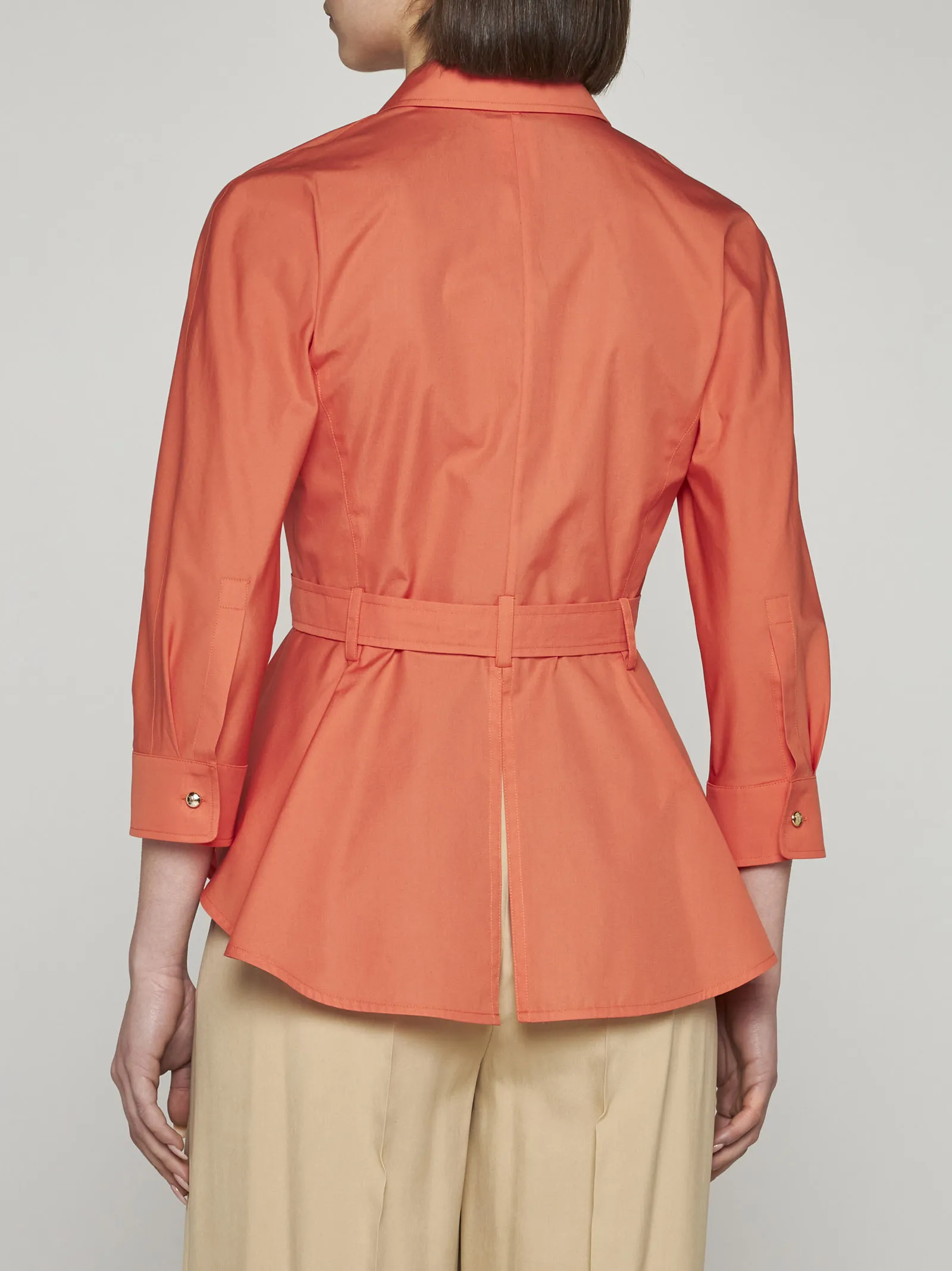 MaxMara  |Casual Style Peplum Cropped Plain Cotton Medium Party Style