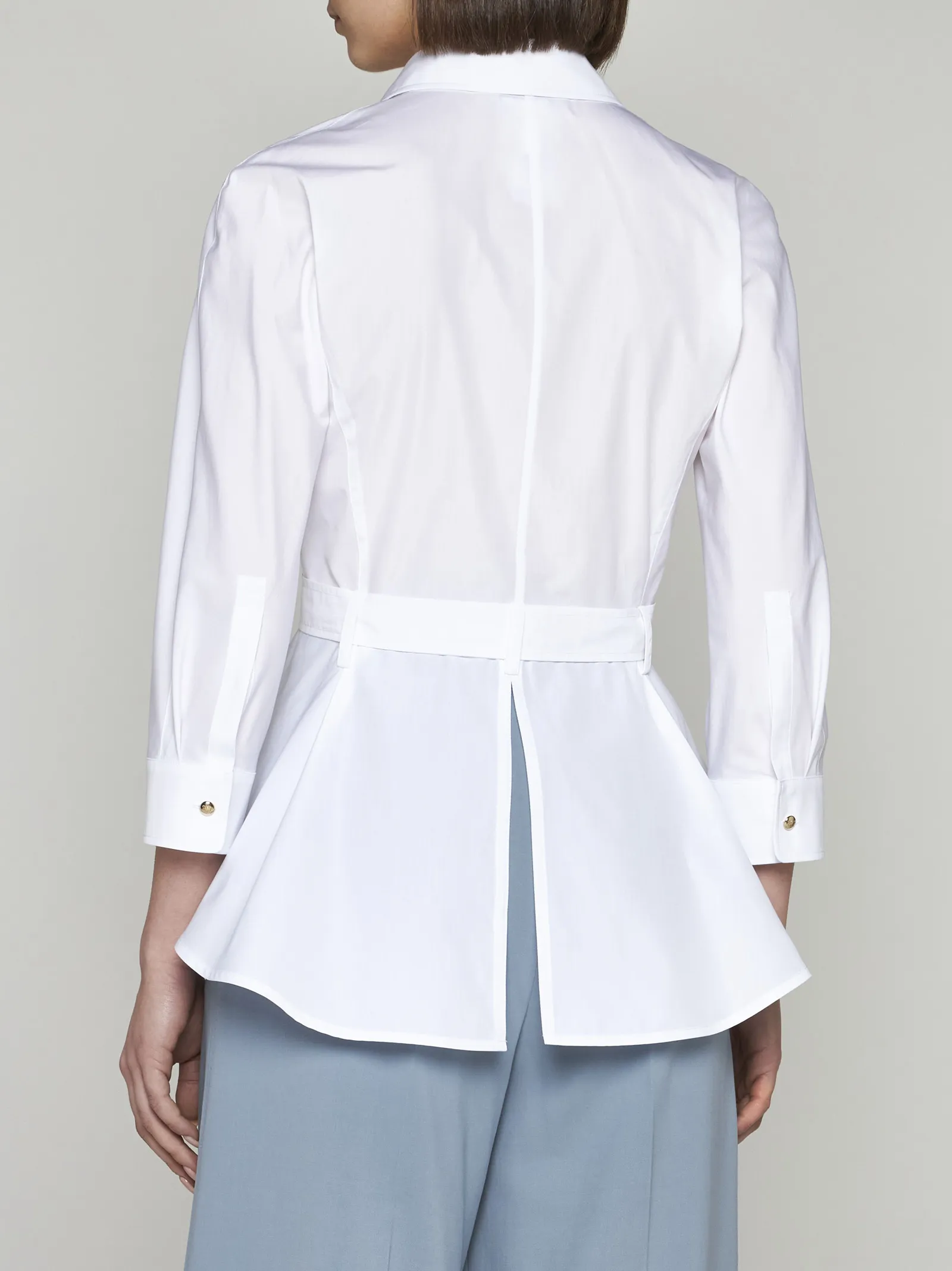 MaxMara  |Casual Style Peplum Cropped Plain Cotton Medium Party Style