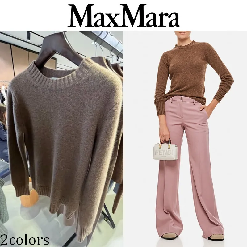 MaxMara  |Casual Style Wool Long Sleeves Plain Office Style