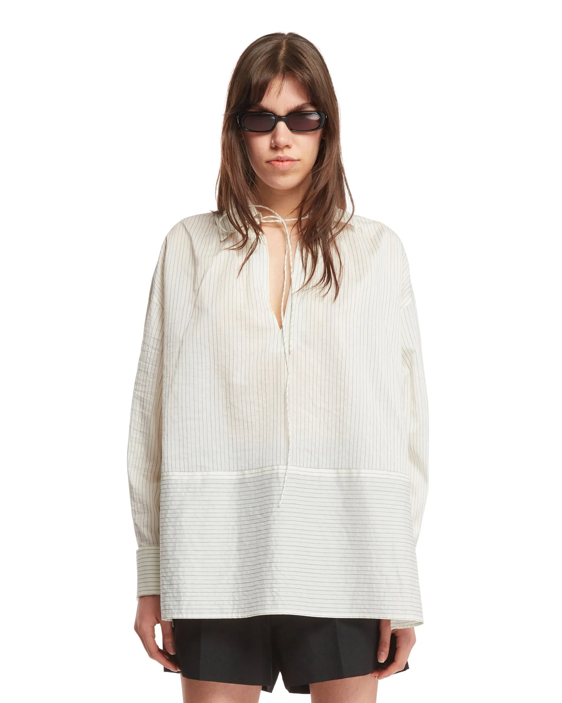 MaxMara  |Stripes Casual Style Silk Long Sleeves Cotton Office Style