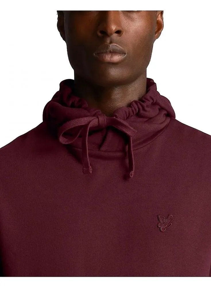 Men's Lyle & Scott Tonal Eagle Pullover Hoodie Burgundy