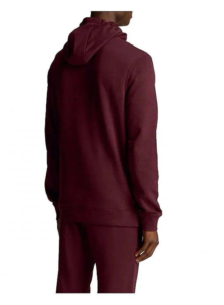 Men's Lyle & Scott Tonal Eagle Pullover Hoodie Burgundy