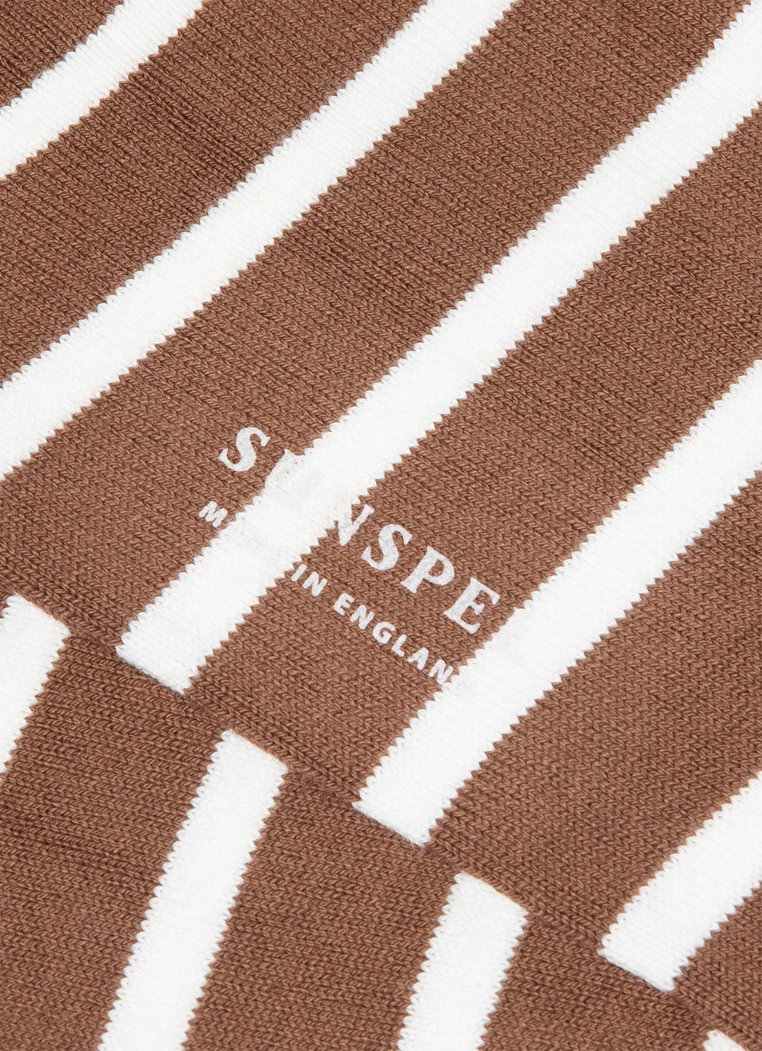 Men's Cotton Socks in Brown/Ecru Breton Stripe