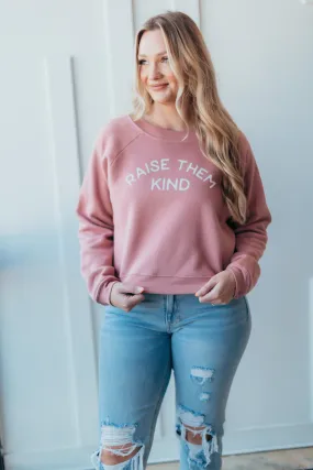 Oat Collective | Raise Them Kind Cropped Graphic Sweatshirt