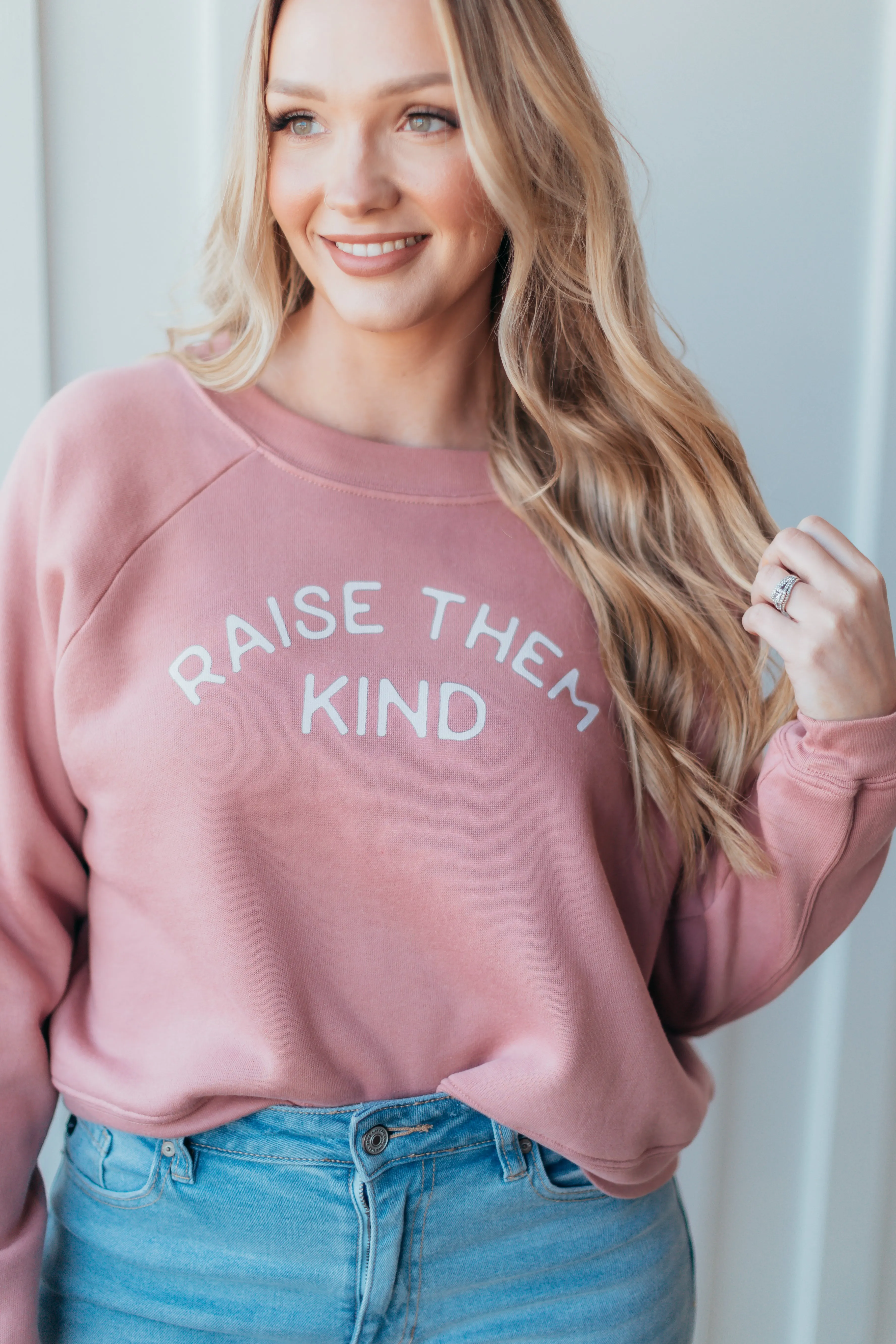 Oat Collective | Raise Them Kind Cropped Graphic Sweatshirt