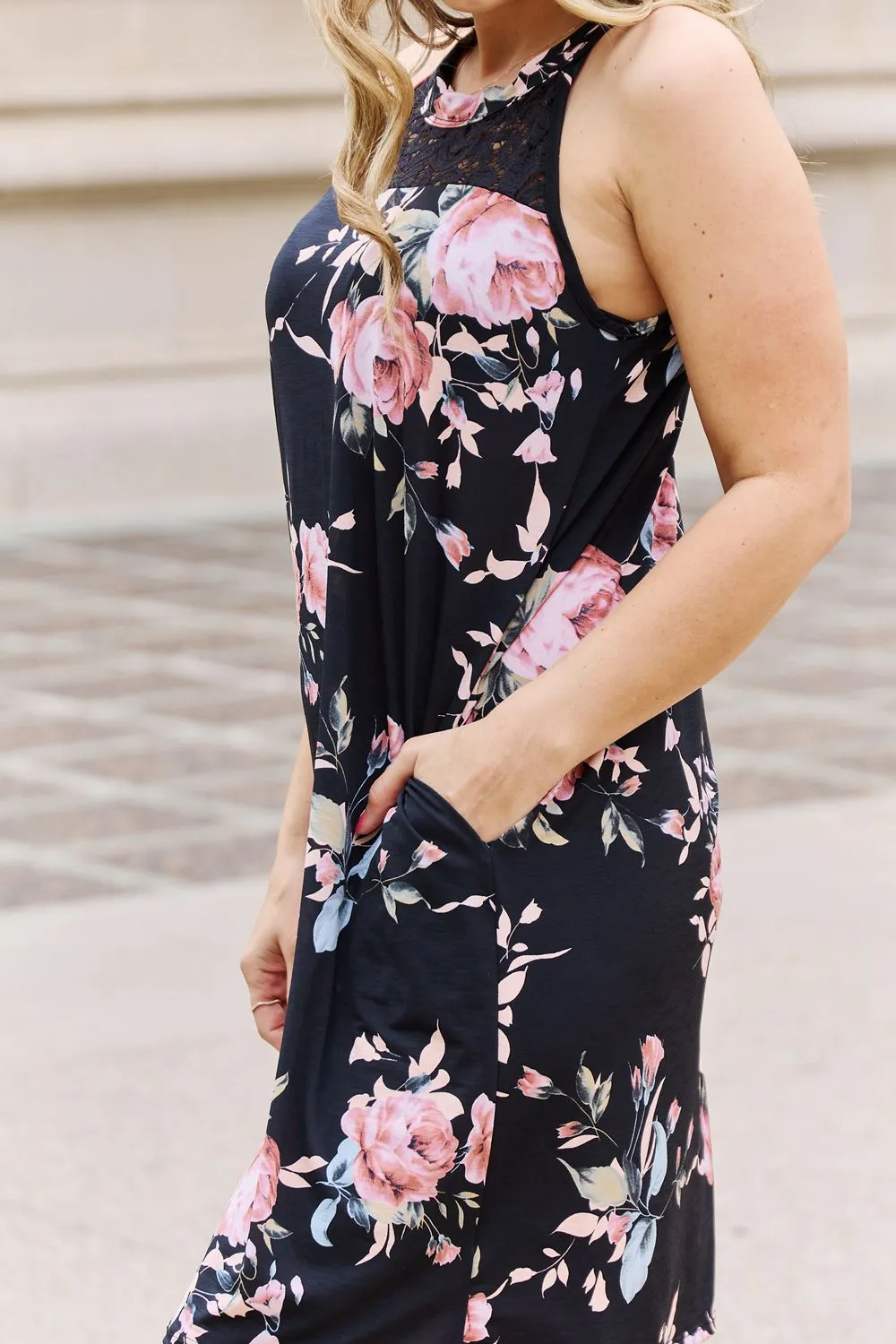 On A Journey Foral Lace Detail Sleeveless Dress