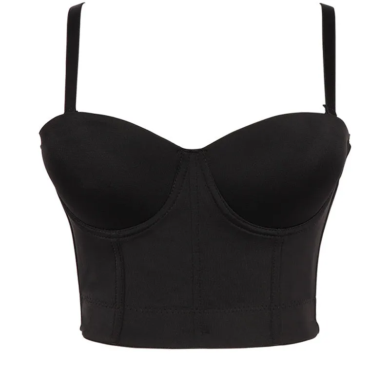 Overbust Crop Corset Top, Elegant Y2k Black Corset Top