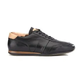 Patina Black Men's Leather Trainers - BUCKENDERRA