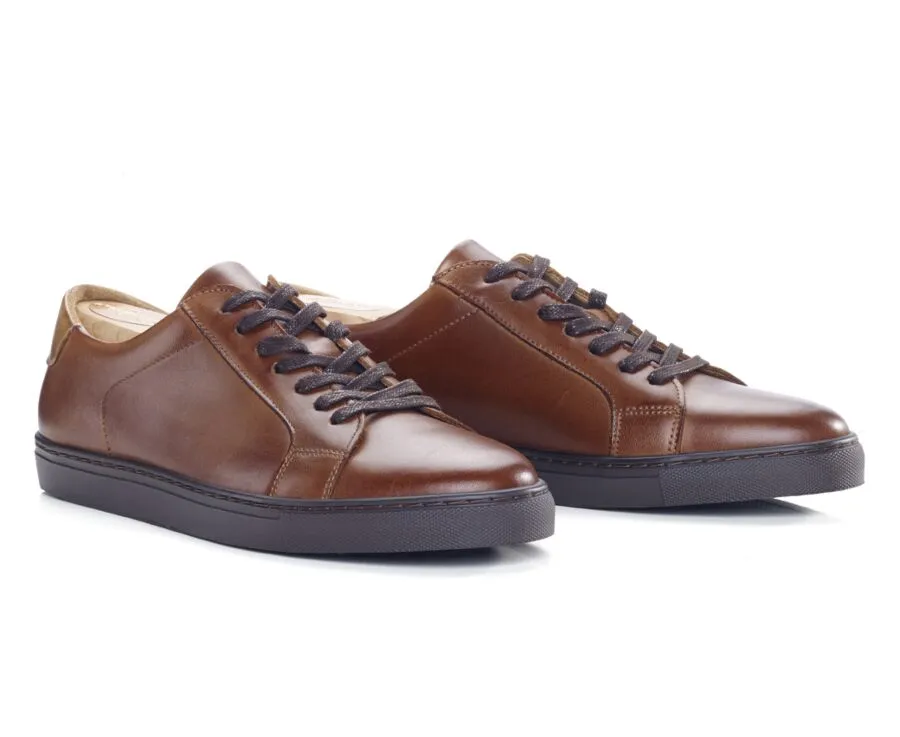 Patina Dark Chestnut Men's leather Trainers - INGLEWOOD