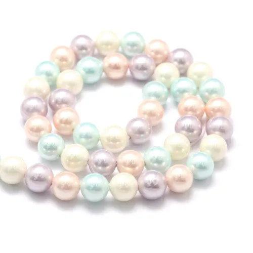 Pearl Beads, Shell Pearl Beads, Grade A, Round, Pastel Mix, 8mm