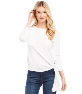 Petite Size Three Quarter Sleeve Side-Tie Top