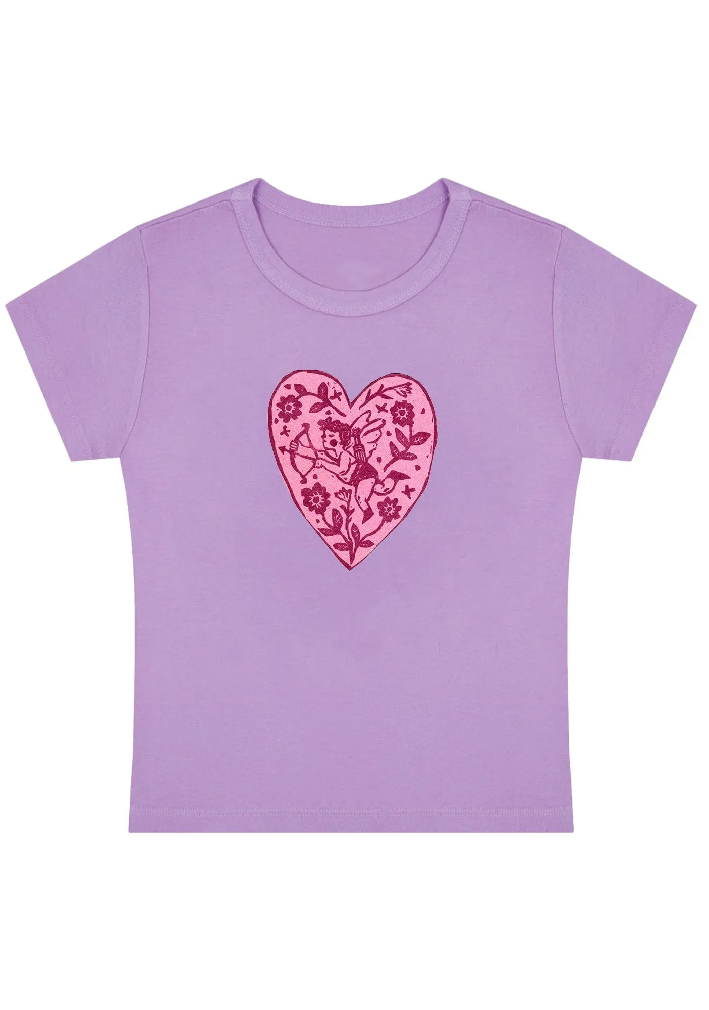 Pink Angel Heart Y2K Baby Tee