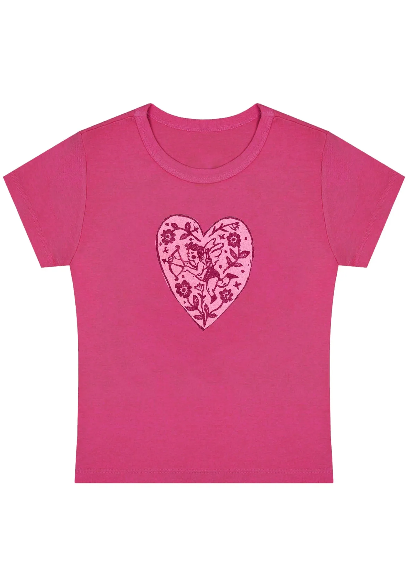 Pink Angel Heart Y2K Baby Tee