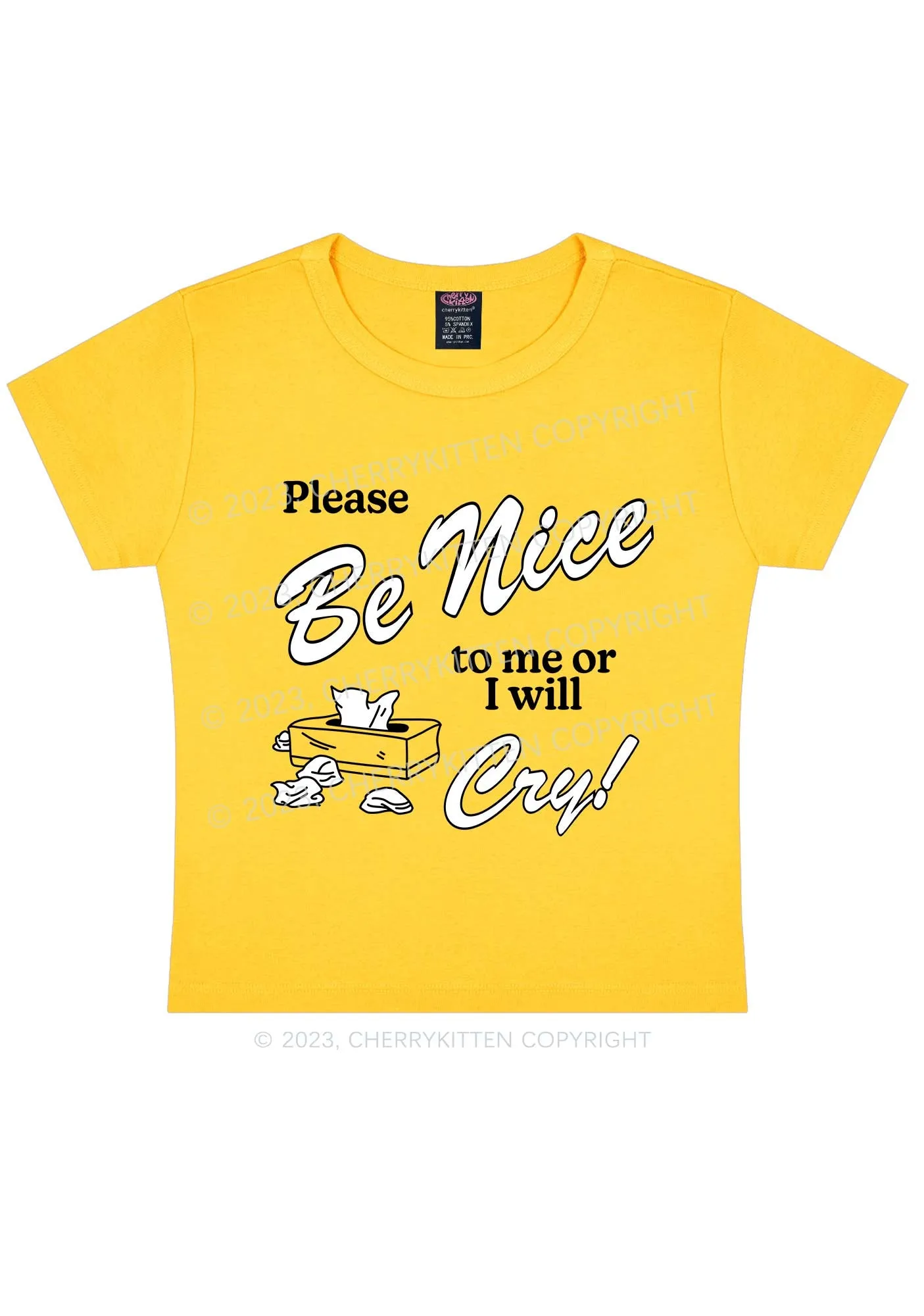 Please Be Nice To Me Or I Will Cry Y2K Baby Tee