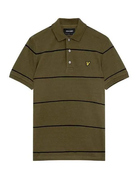 Polo manga corta Lyle Scott verde militar a rayas