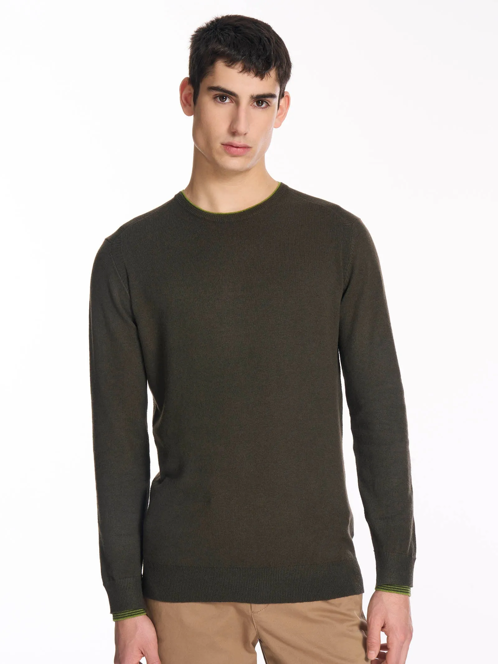 Pull girocollo in filato Sport Wool - Grigio Mel.