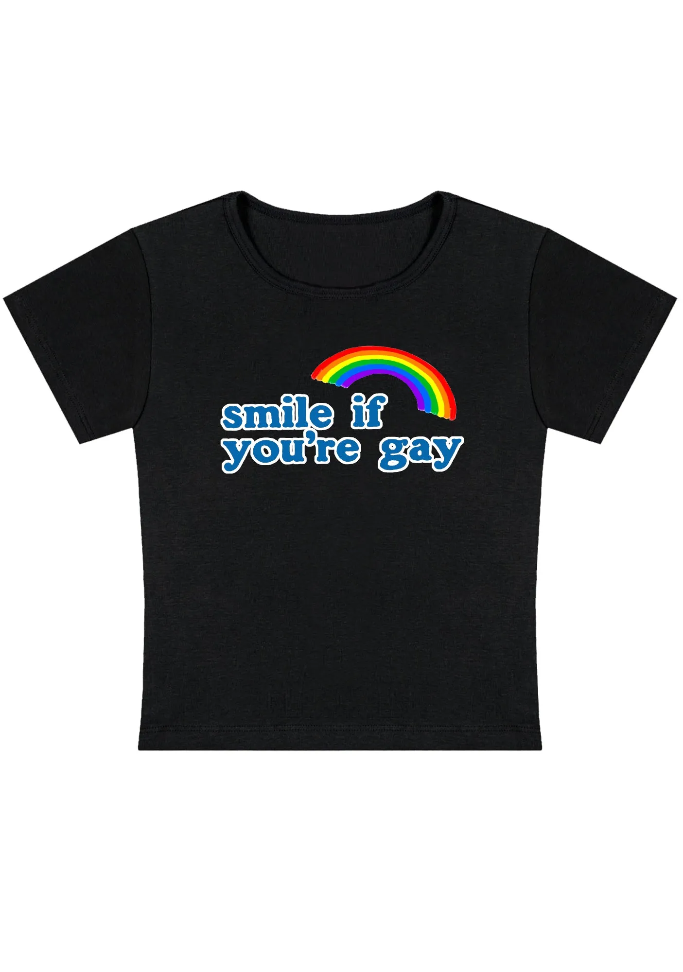 Rainbow Smile If You're Gay Y2K Baby Tee