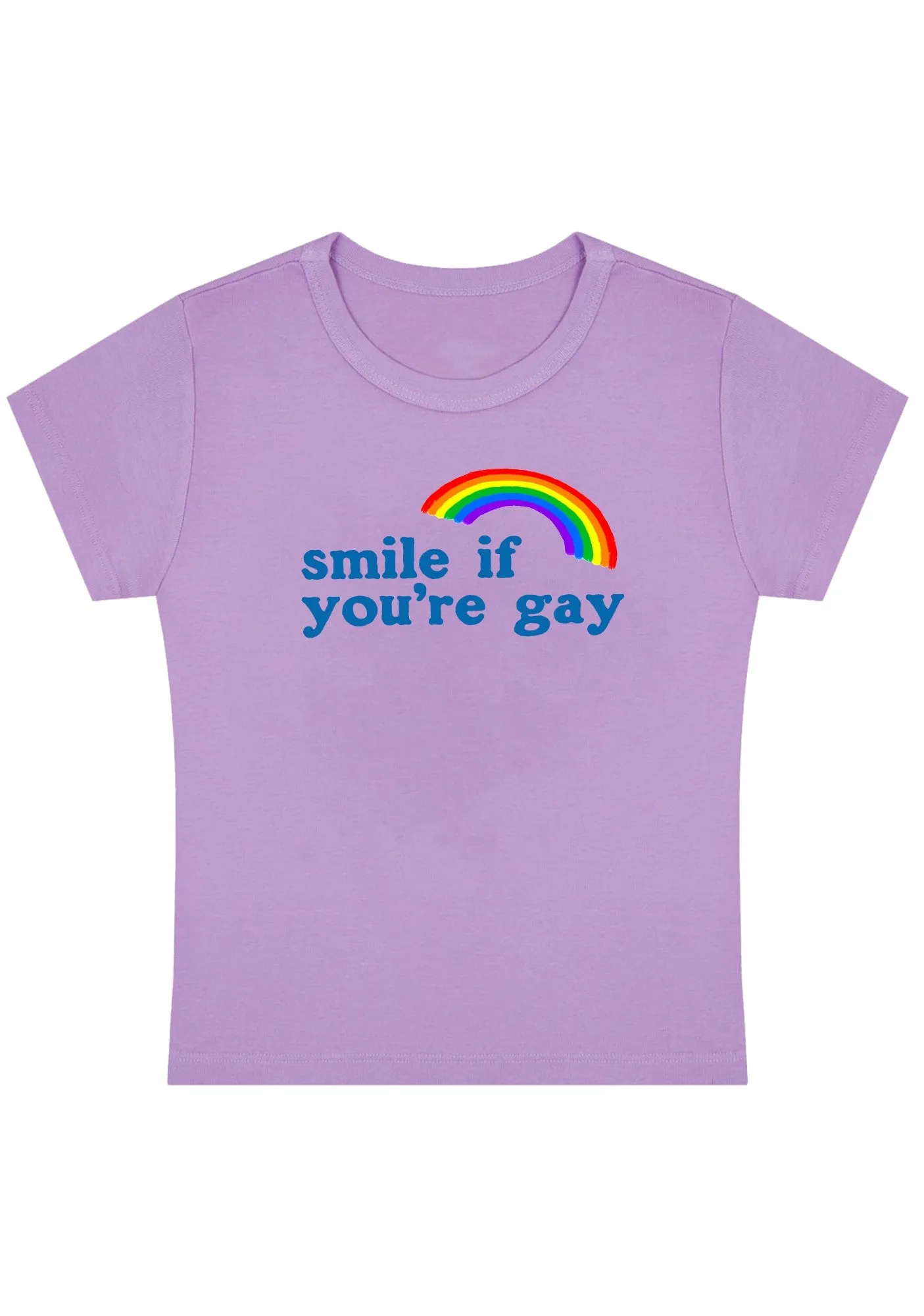 Rainbow Smile If You're Gay Y2K Baby Tee