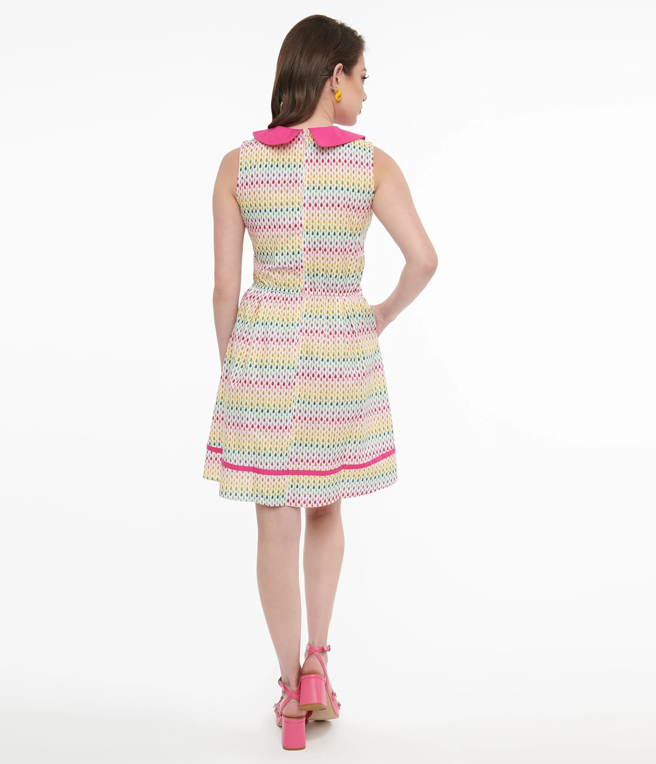 Retrolicious 1950s Rainbow Leaf Cotton Fit & Flare Dress