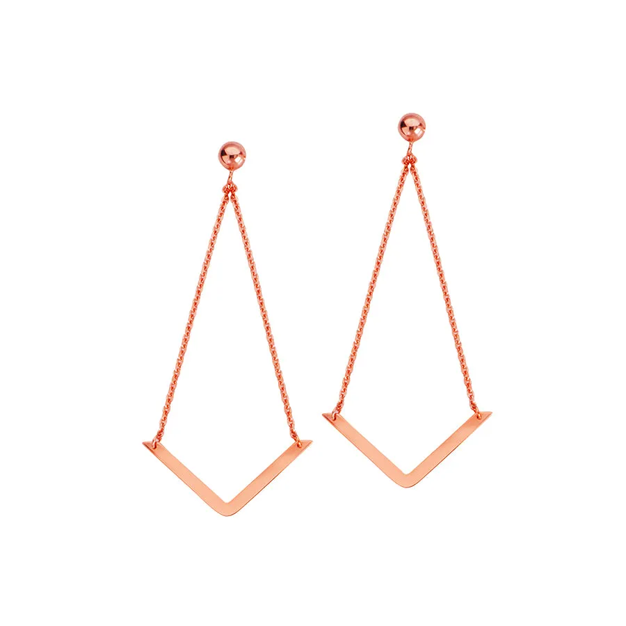 Rose Gold V Dangle Earrings