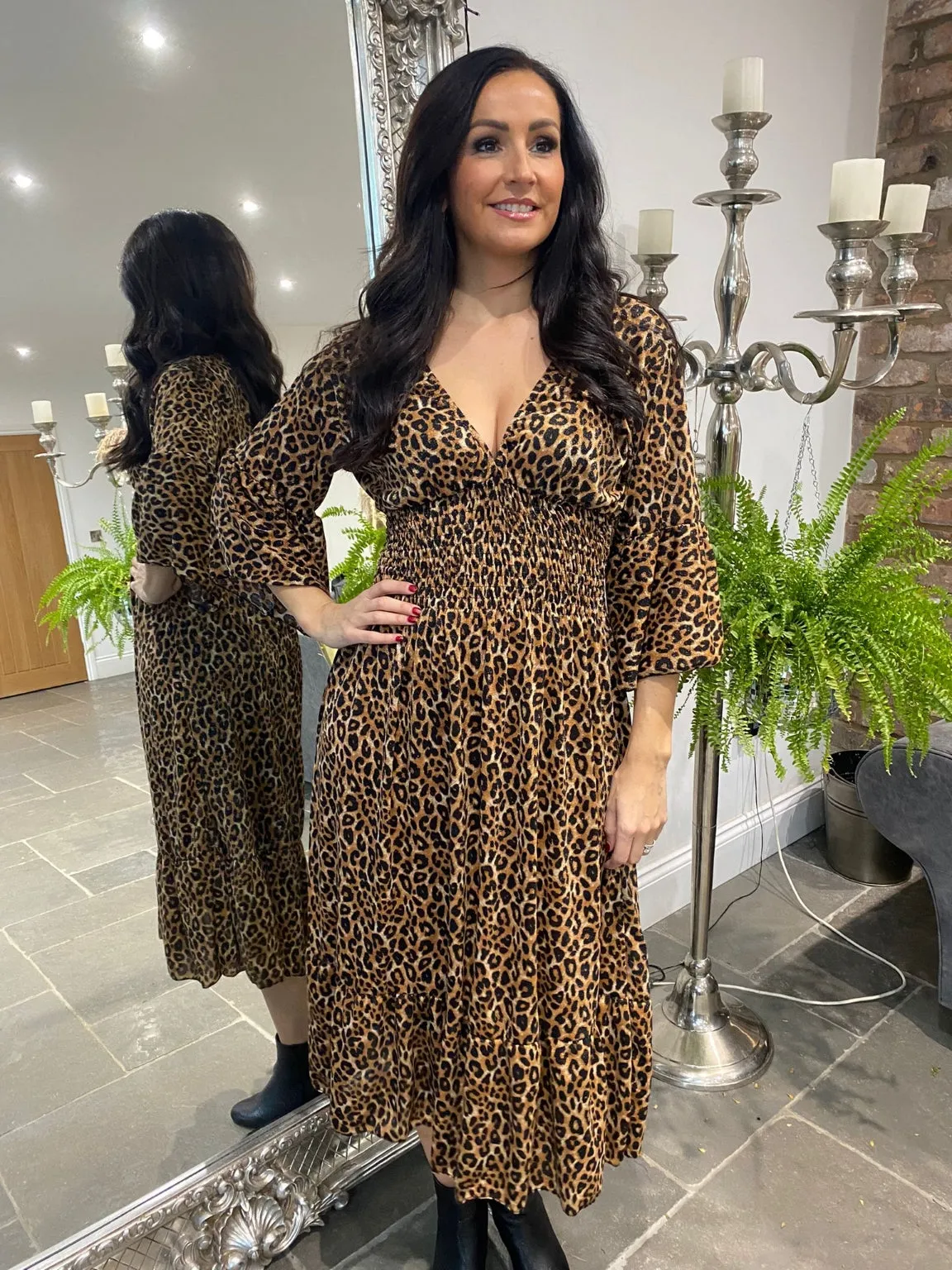 Shimmer Leopard Maxi Dress Phyllis