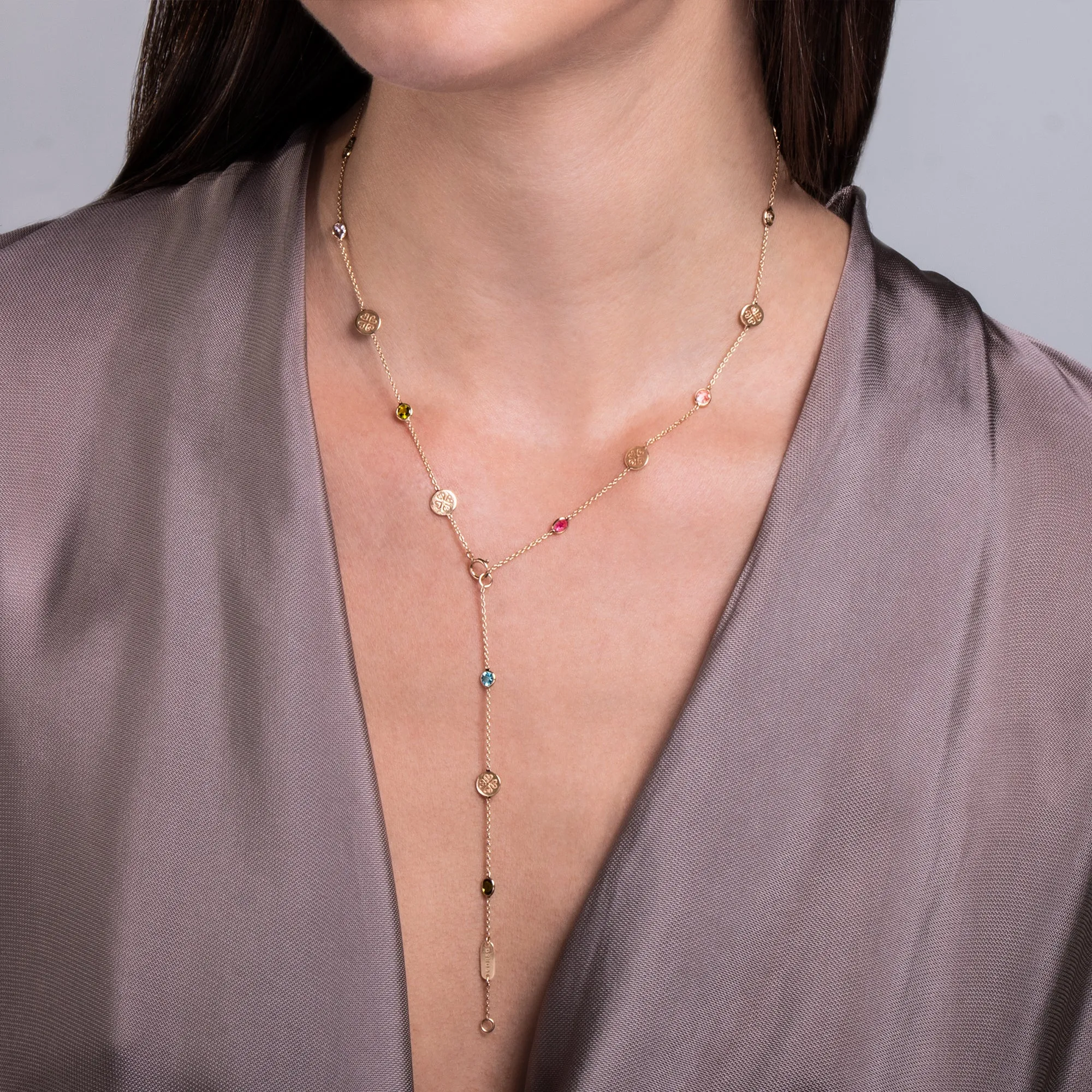 Signature Classic Necklace, Watermelon Tourmaline, Mid-Length