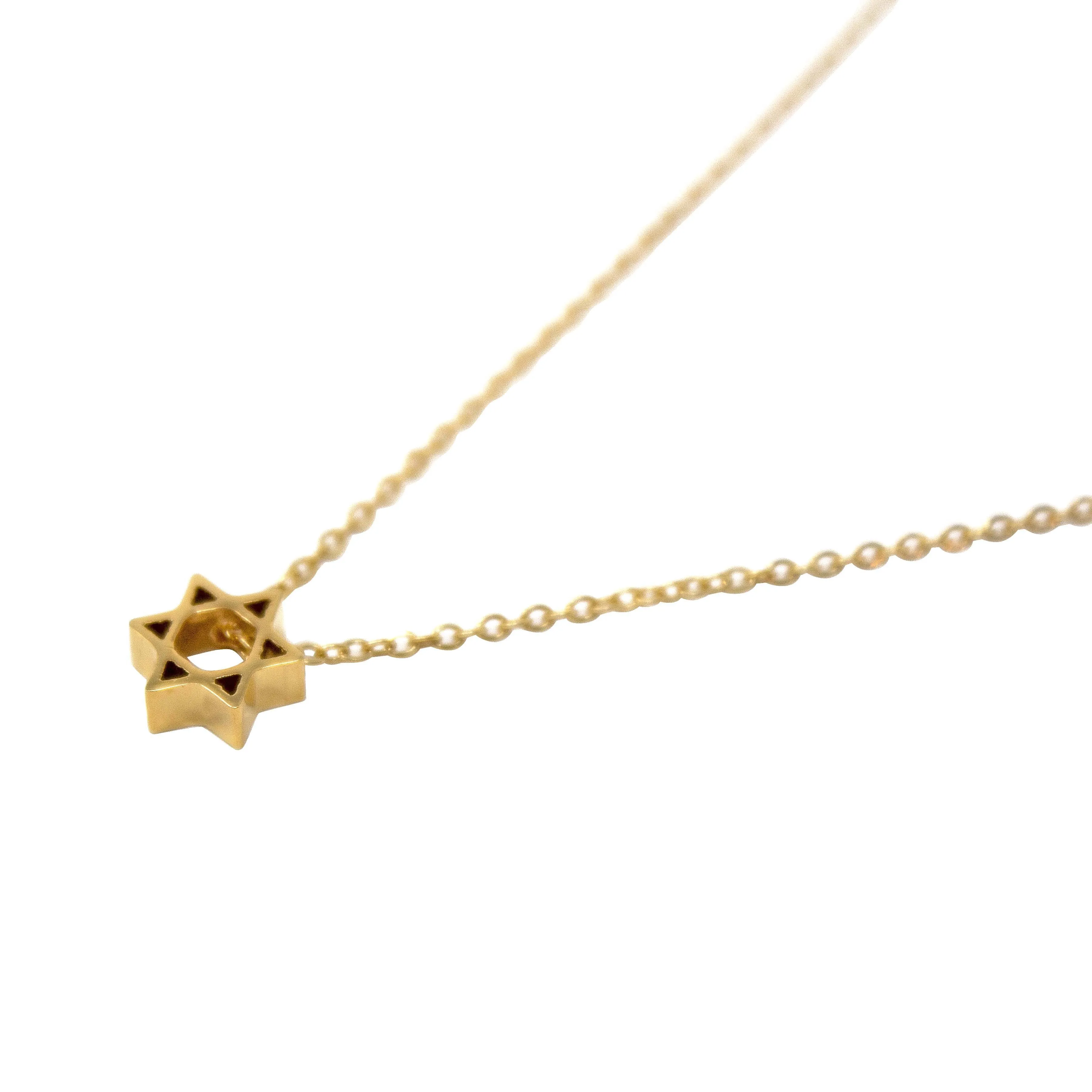 Stainless St Star of David Necklace Gold Pl