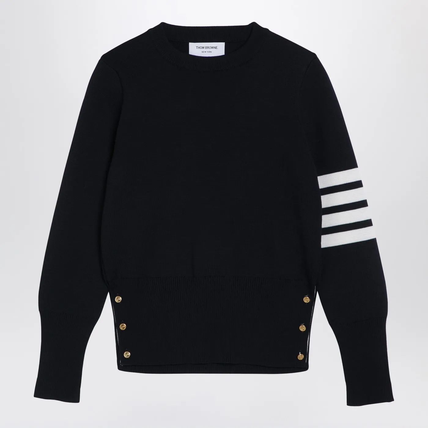 THOM BROWNE  |Crew Neck Stripes Casual Style Unisex Wool Rib Long Sleeves