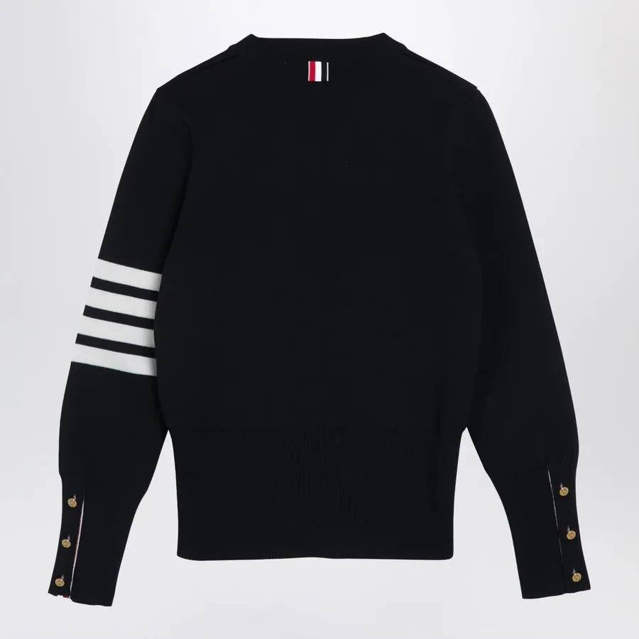 THOM BROWNE  |Crew Neck Stripes Casual Style Unisex Wool Rib Long Sleeves