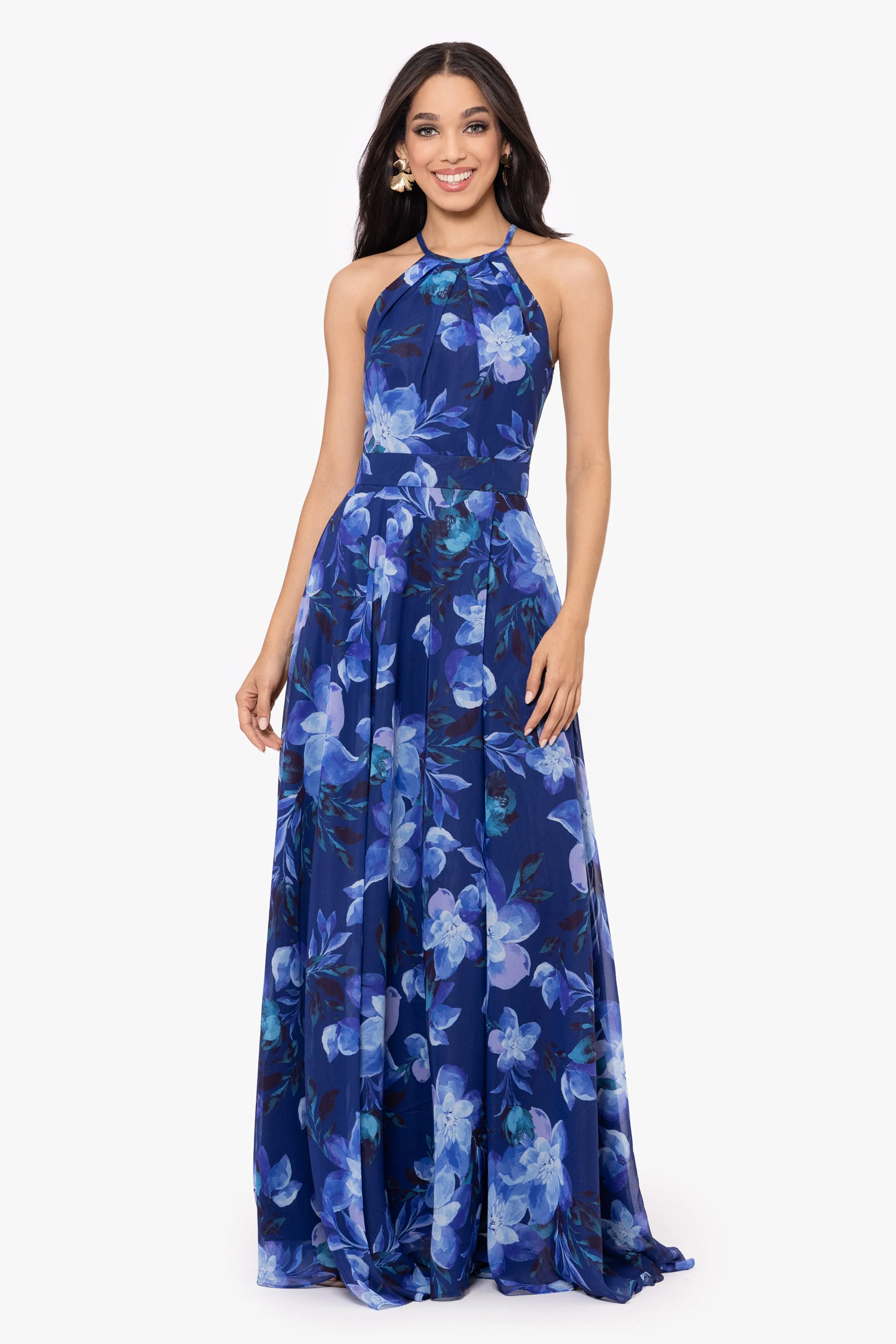 Toni Long Chiffon Print Dress