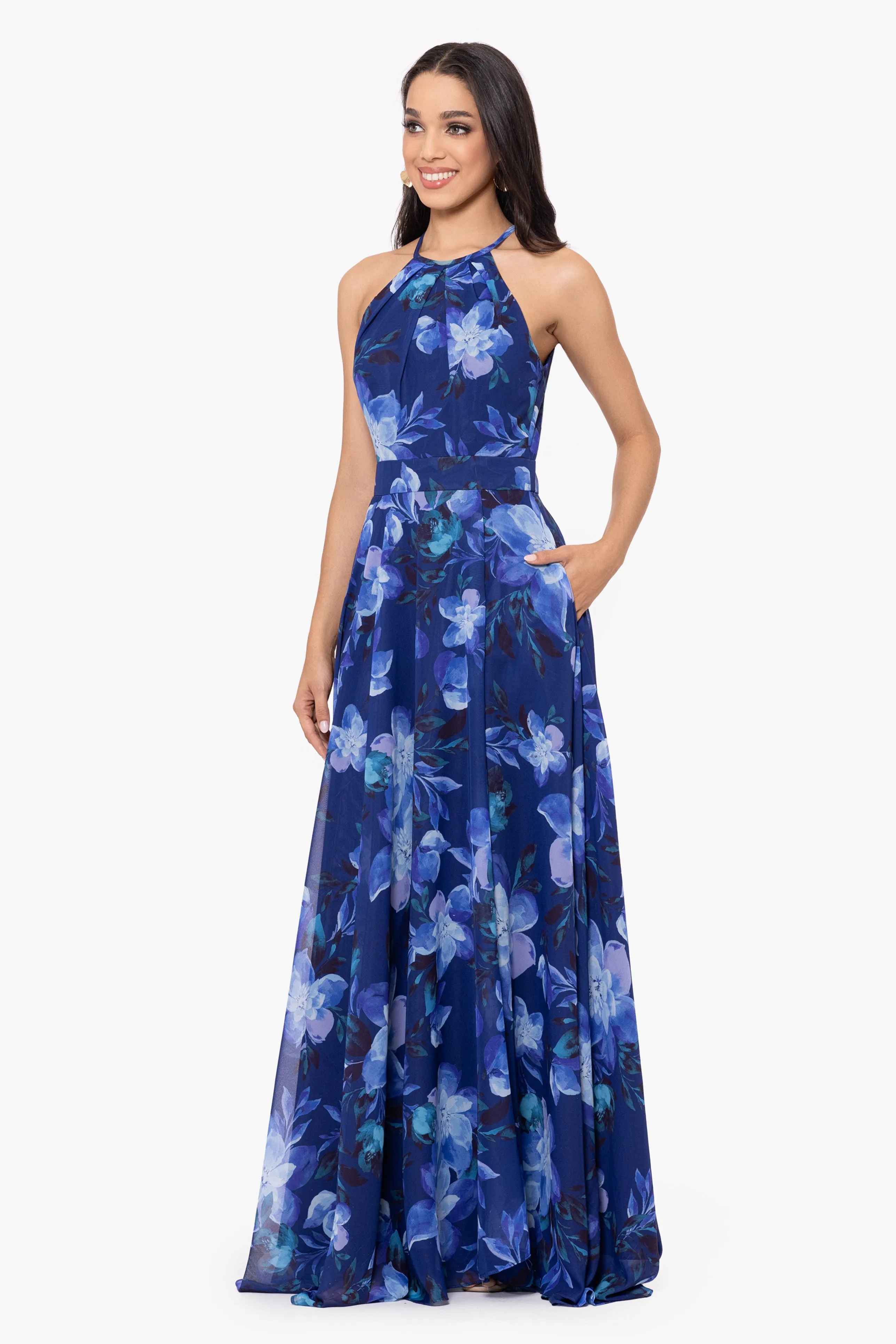 Toni Long Chiffon Print Dress