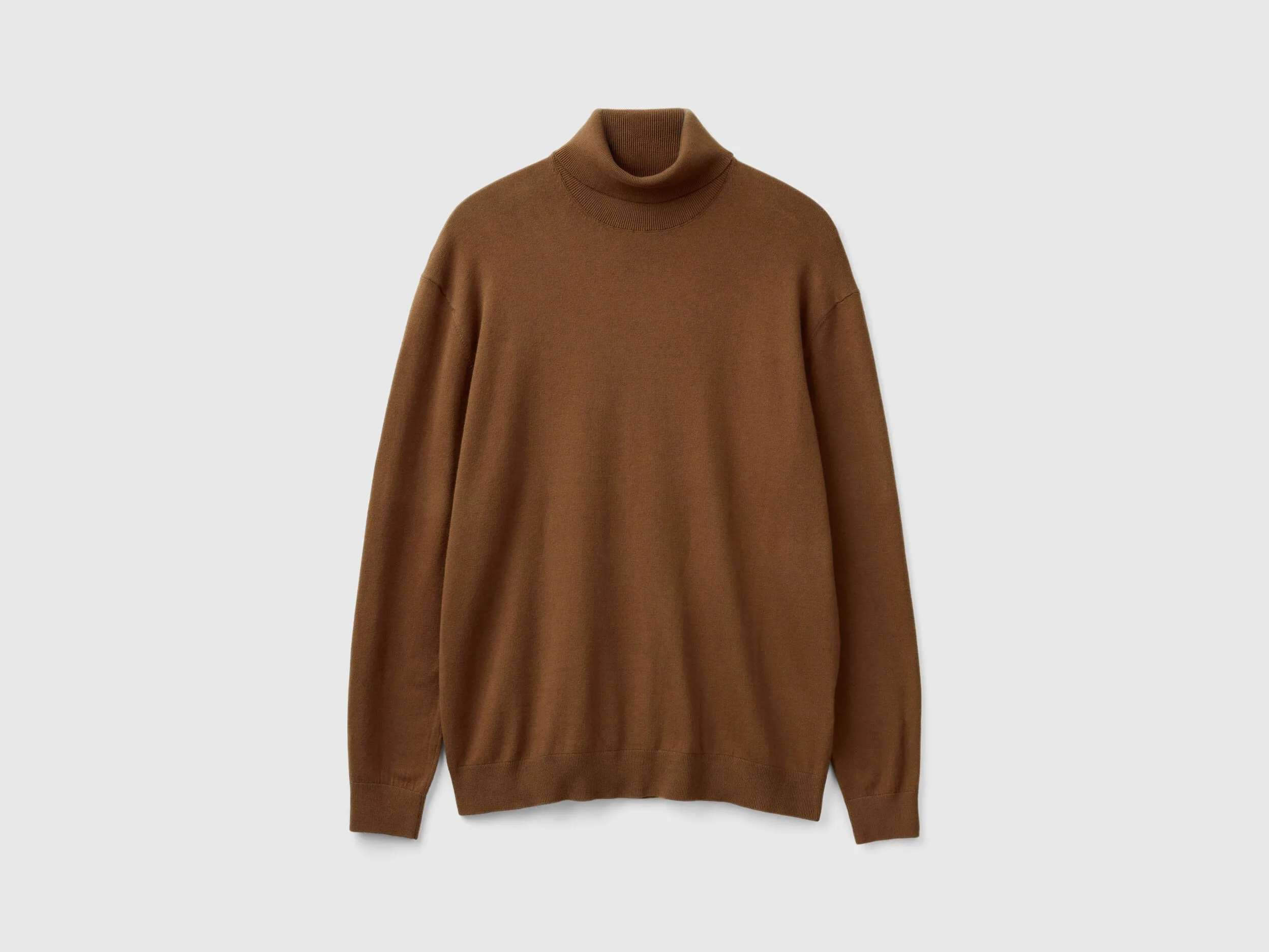 Turtleneck in lightweight cotton blend - Brown | Benetton