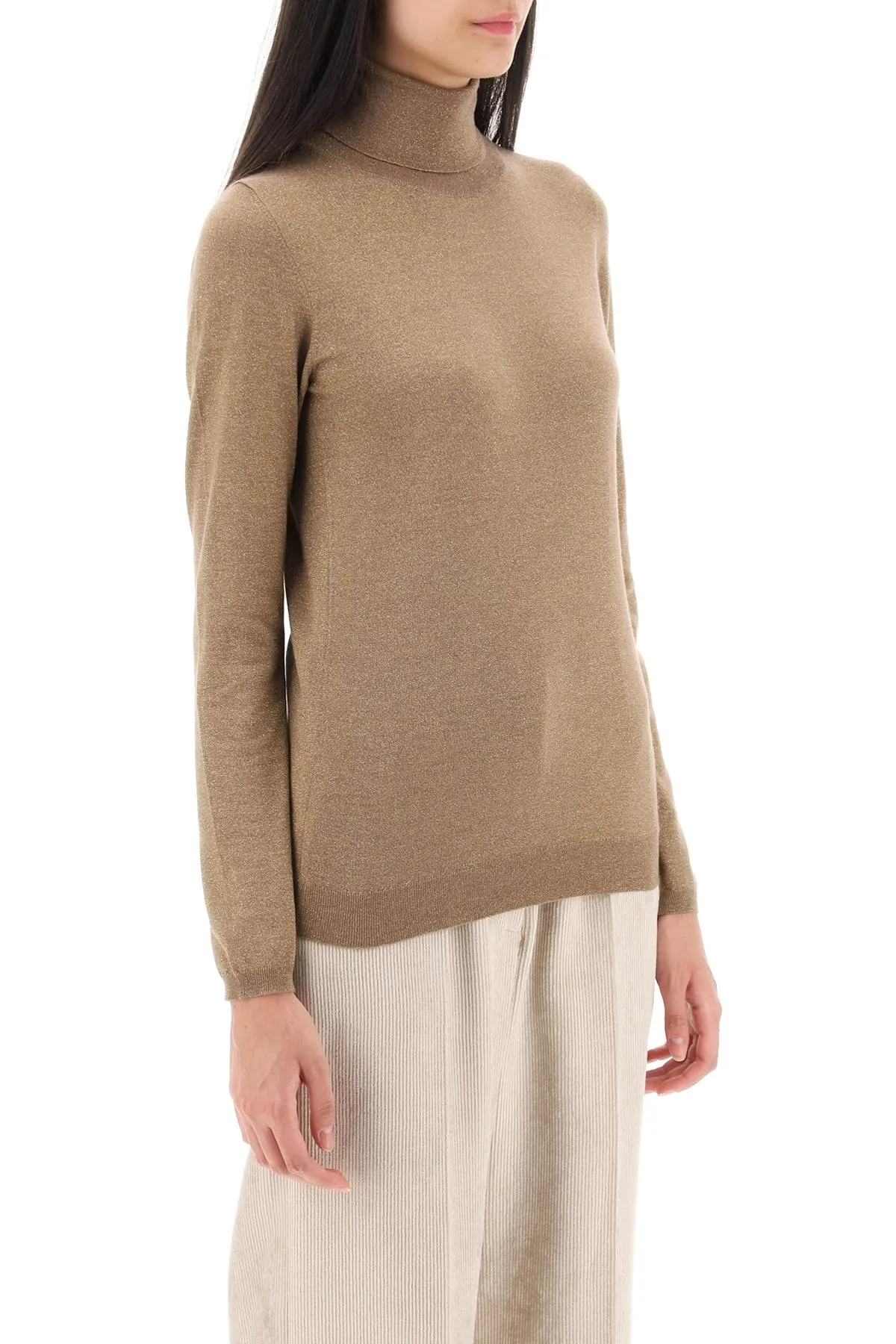 Turtleneck Sweater In Cashmere And Silk Lurex Knit