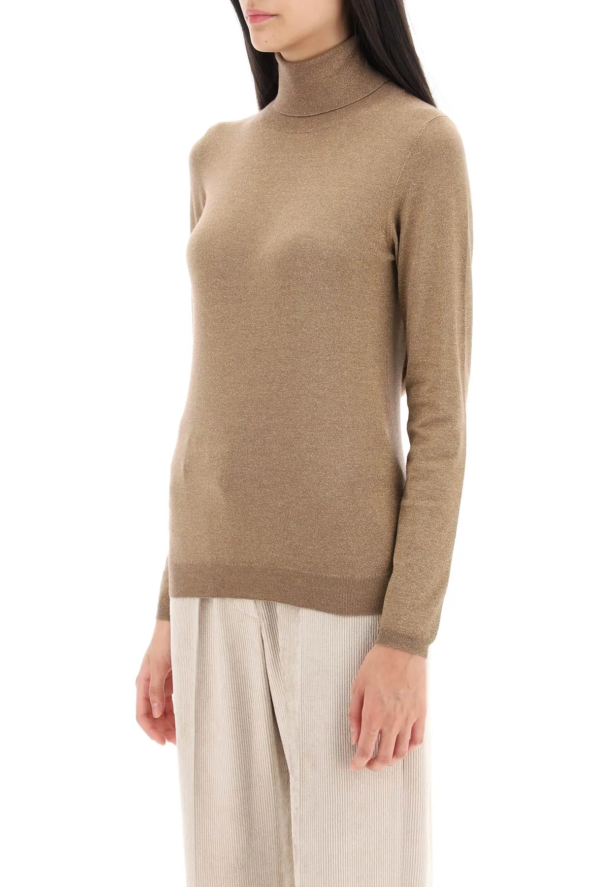 Turtleneck Sweater In Cashmere And Silk Lurex Knit