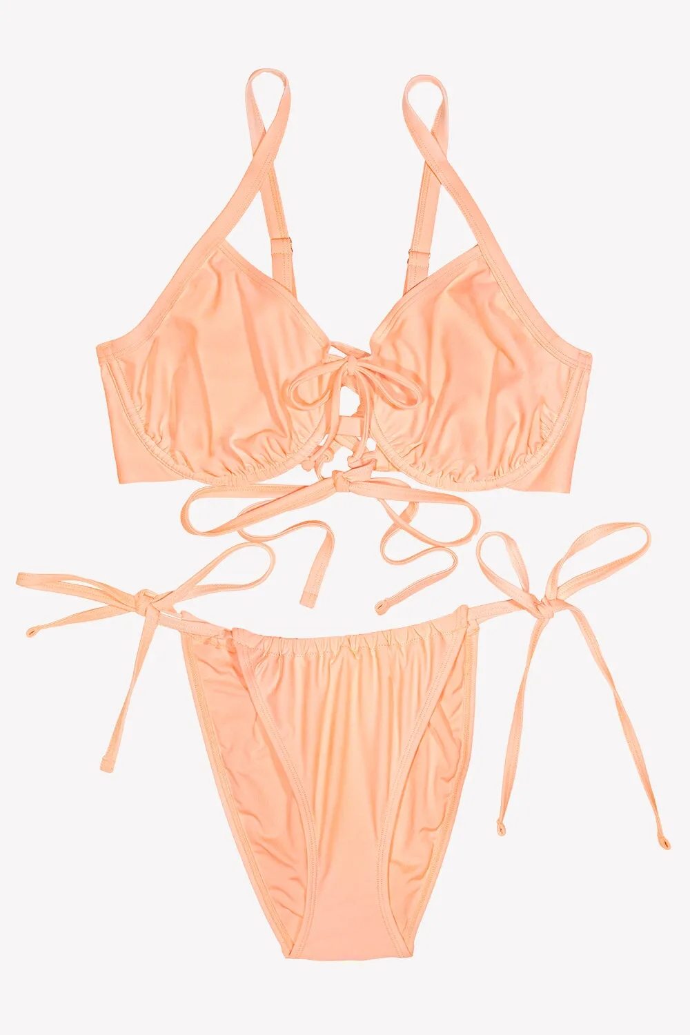 Underwire Bikini Top And String Bikini Set | Peach Gelato