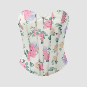 Unique Overbust Floral Corset, Y2k Bustier Crop Top, Elegant Retro Corset Top for Womens