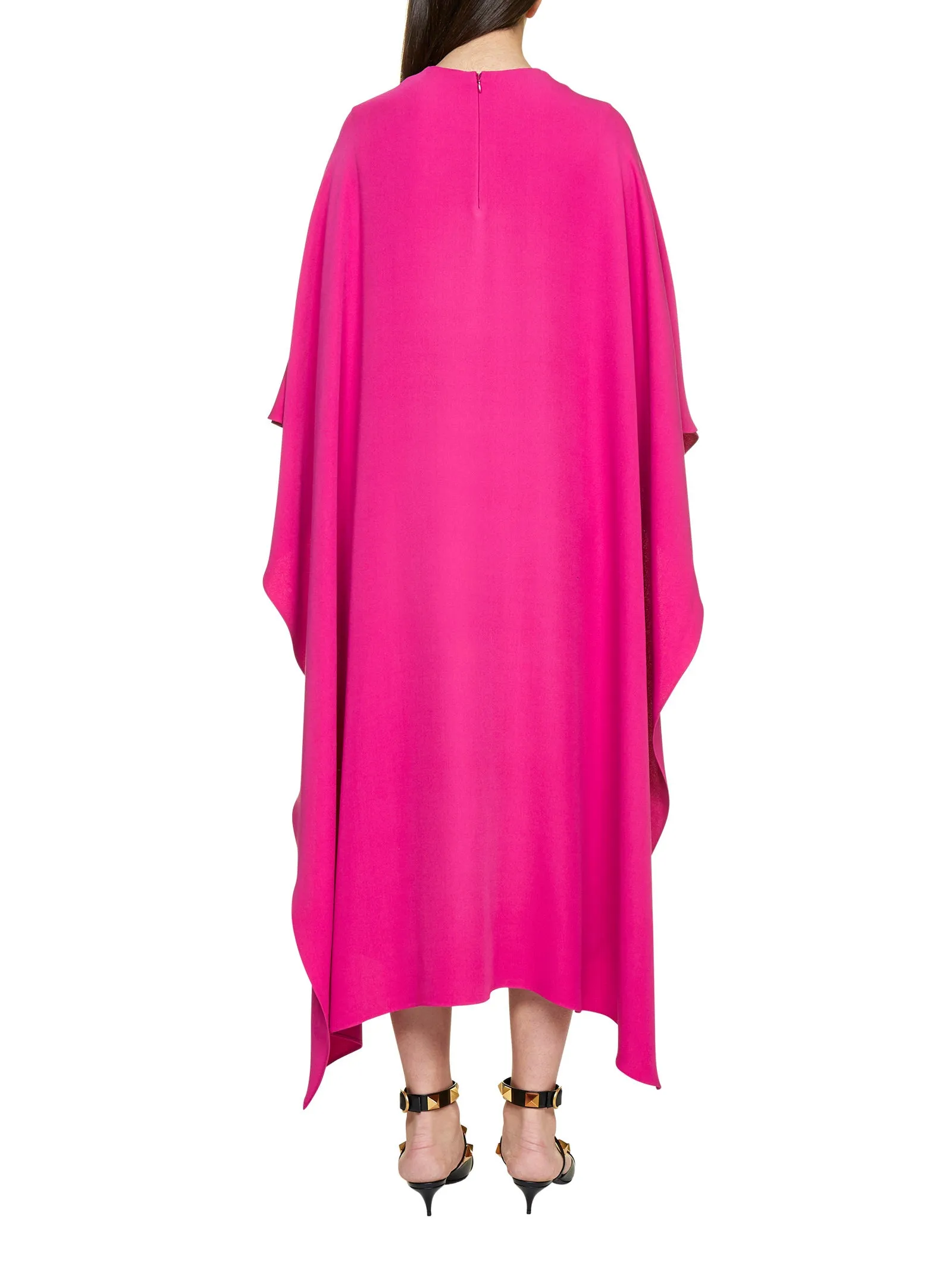 Valentino Crewneck Draped Midi Dress