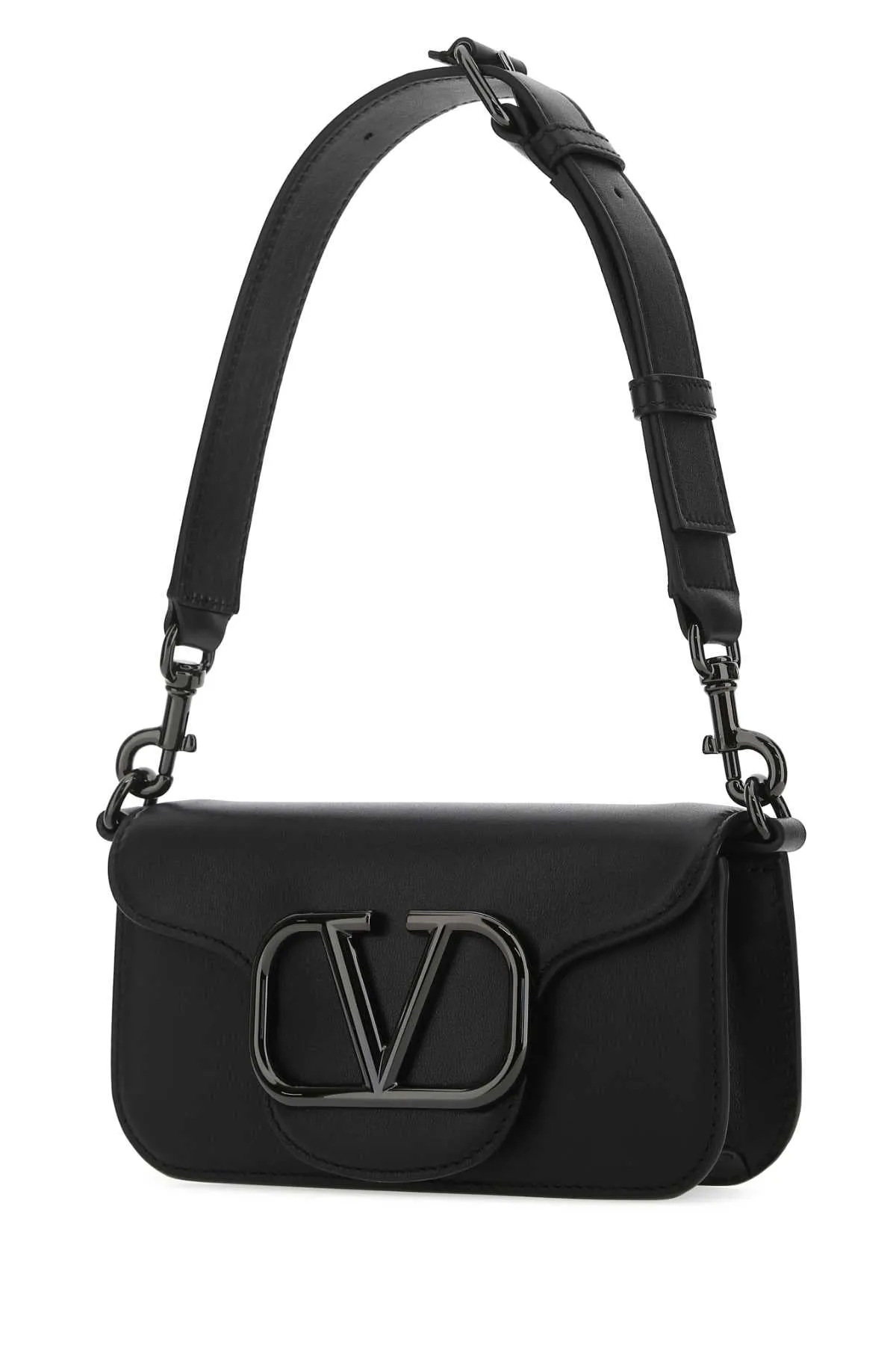 Valentino Garavani Black Leather Loc Shoulder Bag