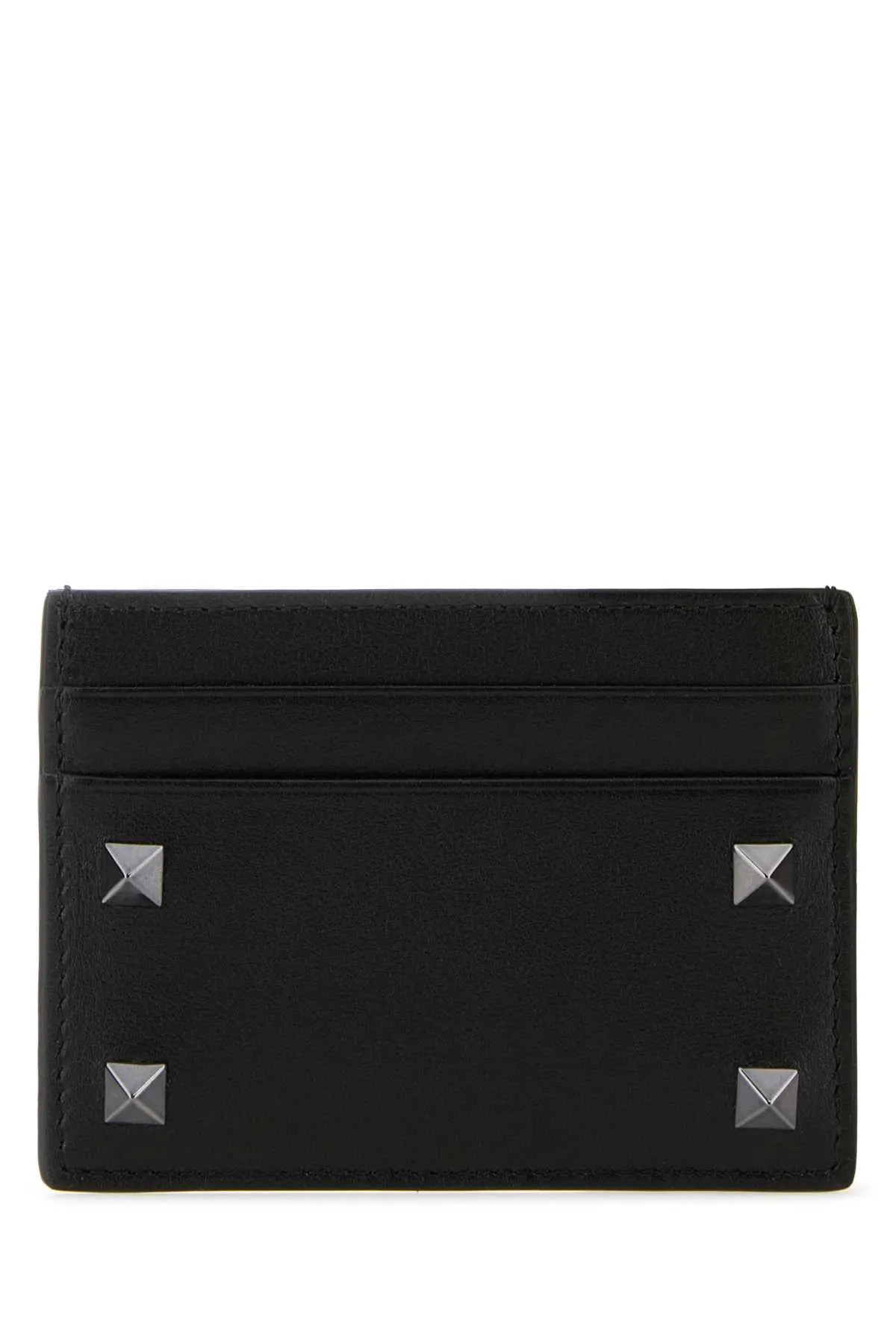 Valentino Garavani Black Leather Rockstud Card Holder