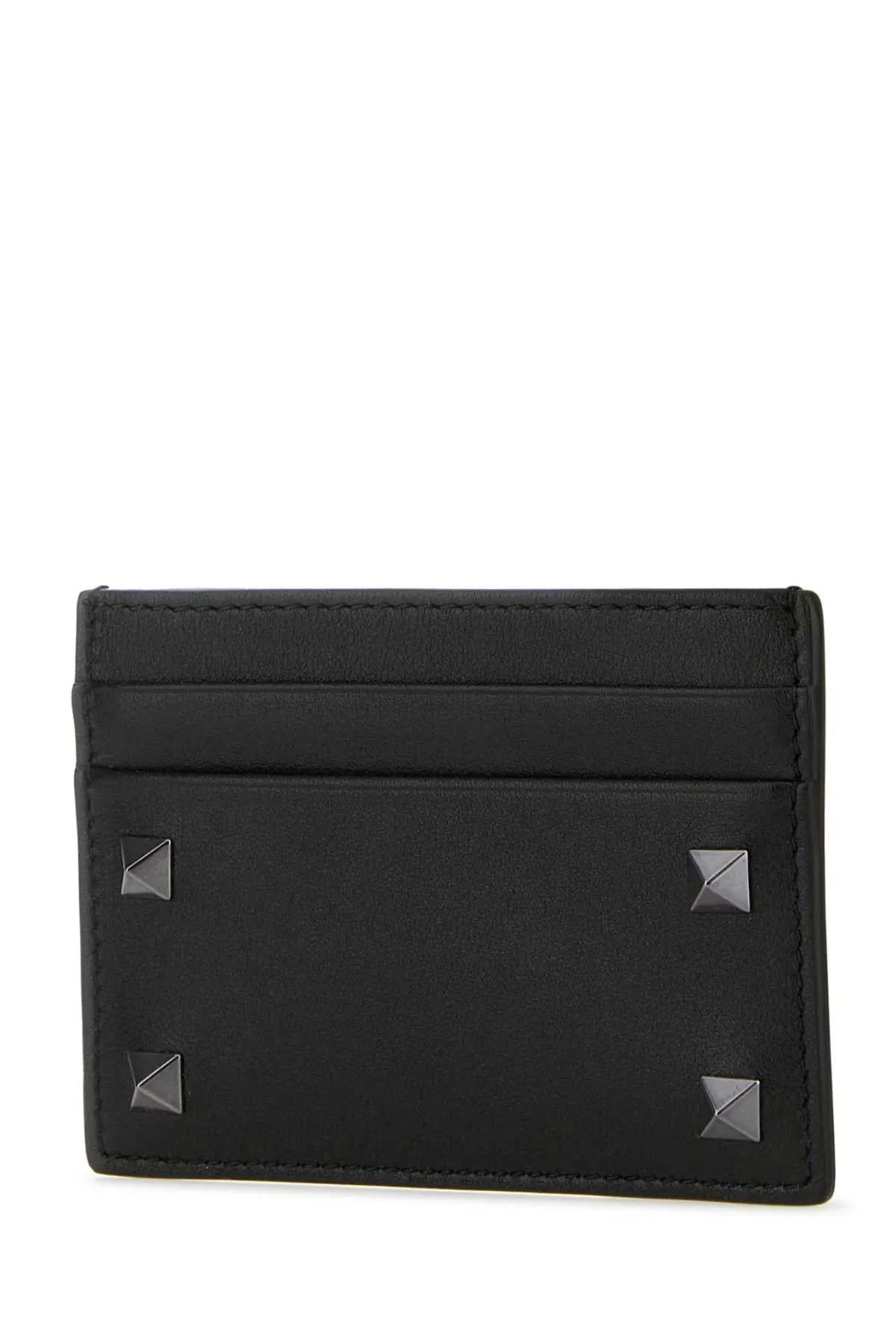 Valentino Garavani Black Leather Rockstud Card Holder