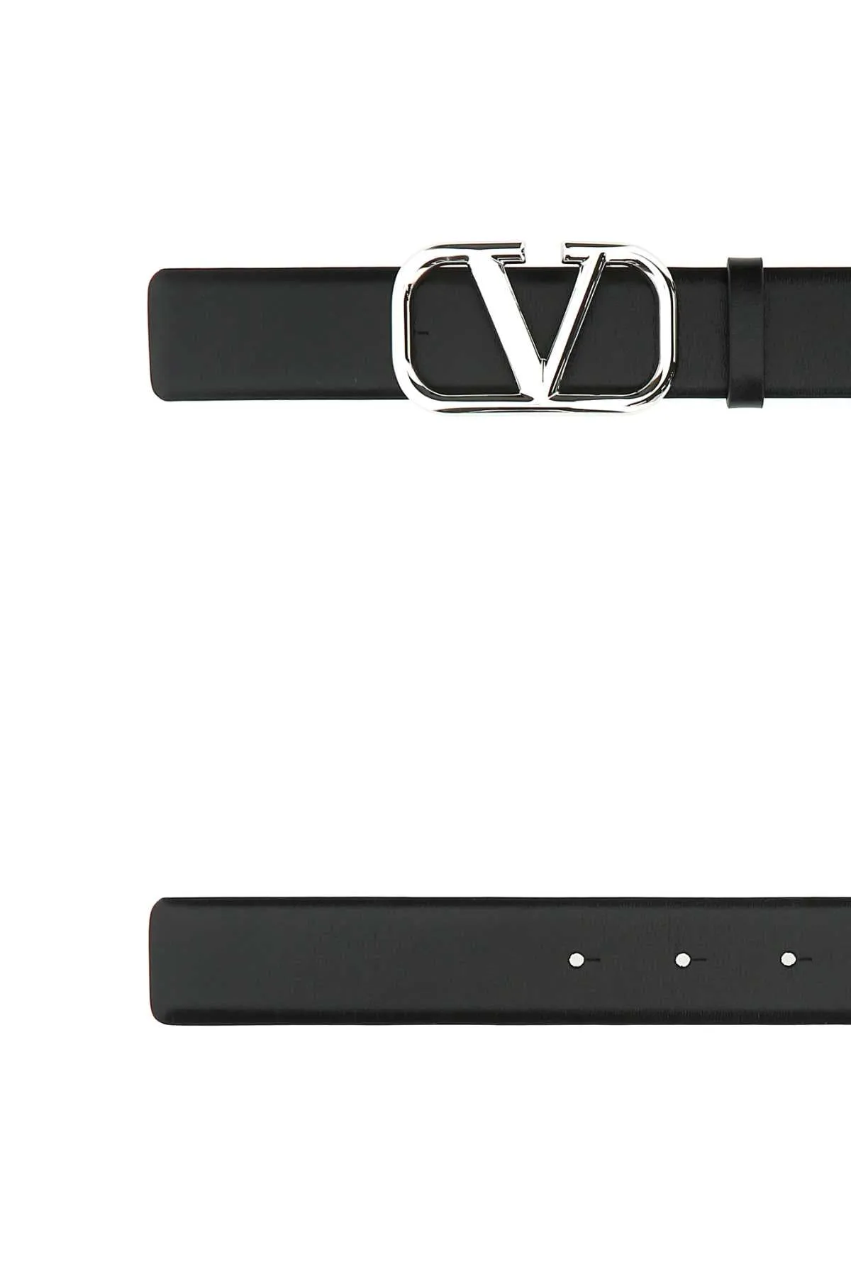 Valentino Garavani Black Leather V Logo Belt