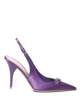 Valentino Garavani Logo Silk Satin Slingback Pump