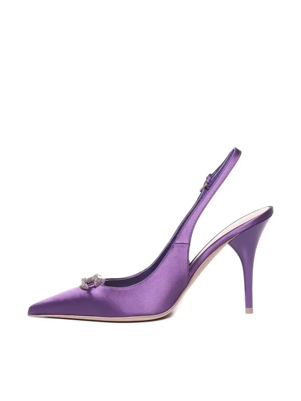 Valentino Garavani Logo Silk Satin Slingback Pump