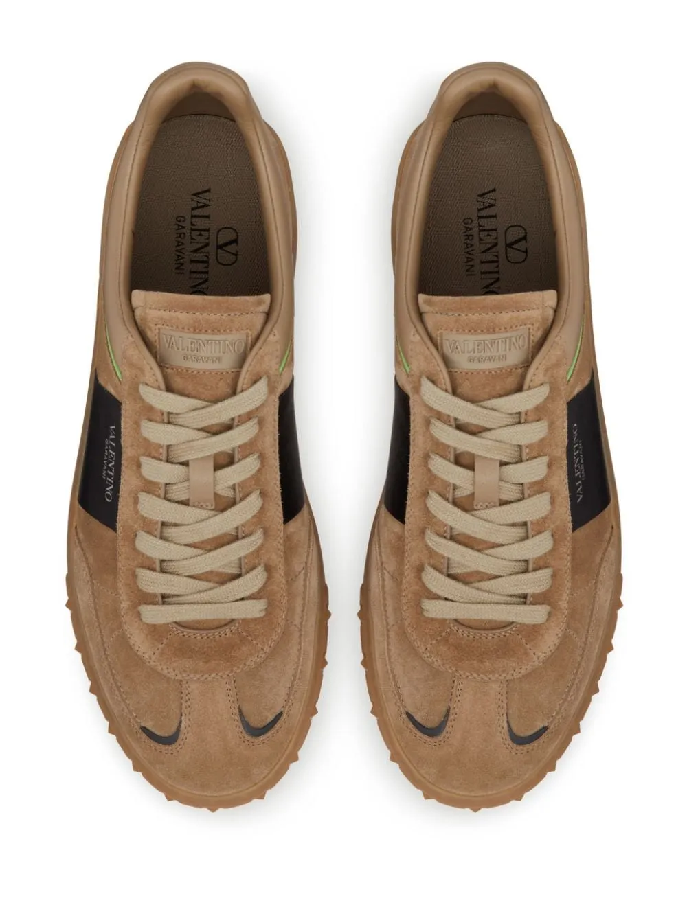 VALENTINO GARAVANI Mens Beige Sneakers with Studded Rubber Sole and Valentino Logo Detail