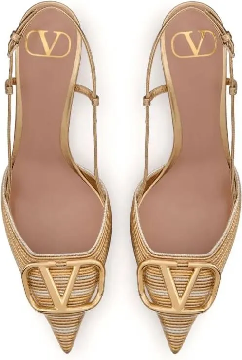 Valentino Garavani VLogo Signature slingback pumps Gold