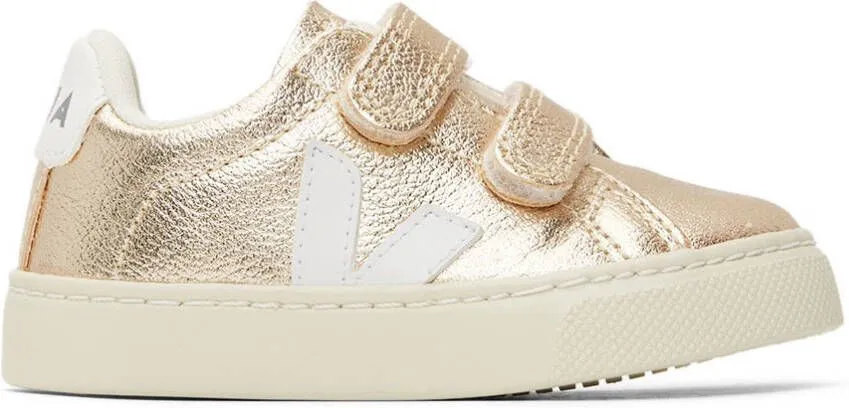 VEJA Baby Gold & White Leather Esplar Sneakers