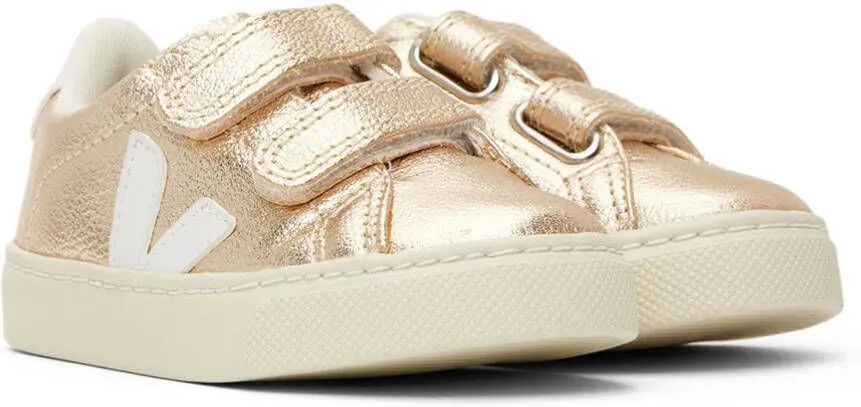 VEJA Baby Gold & White Leather Esplar Sneakers