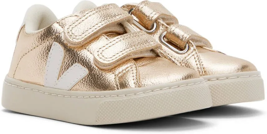 VEJA Baby Gold & White Leather Esplar Sneakers