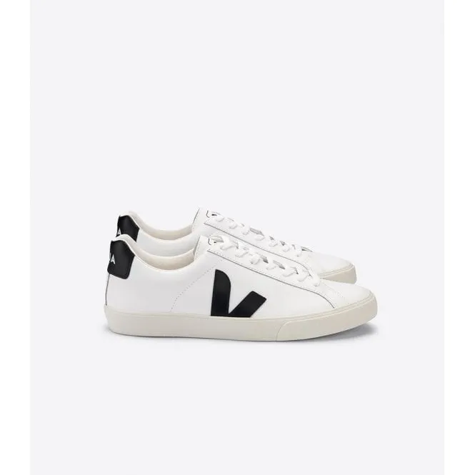 Veja Esplar Leather Trainer in White Black