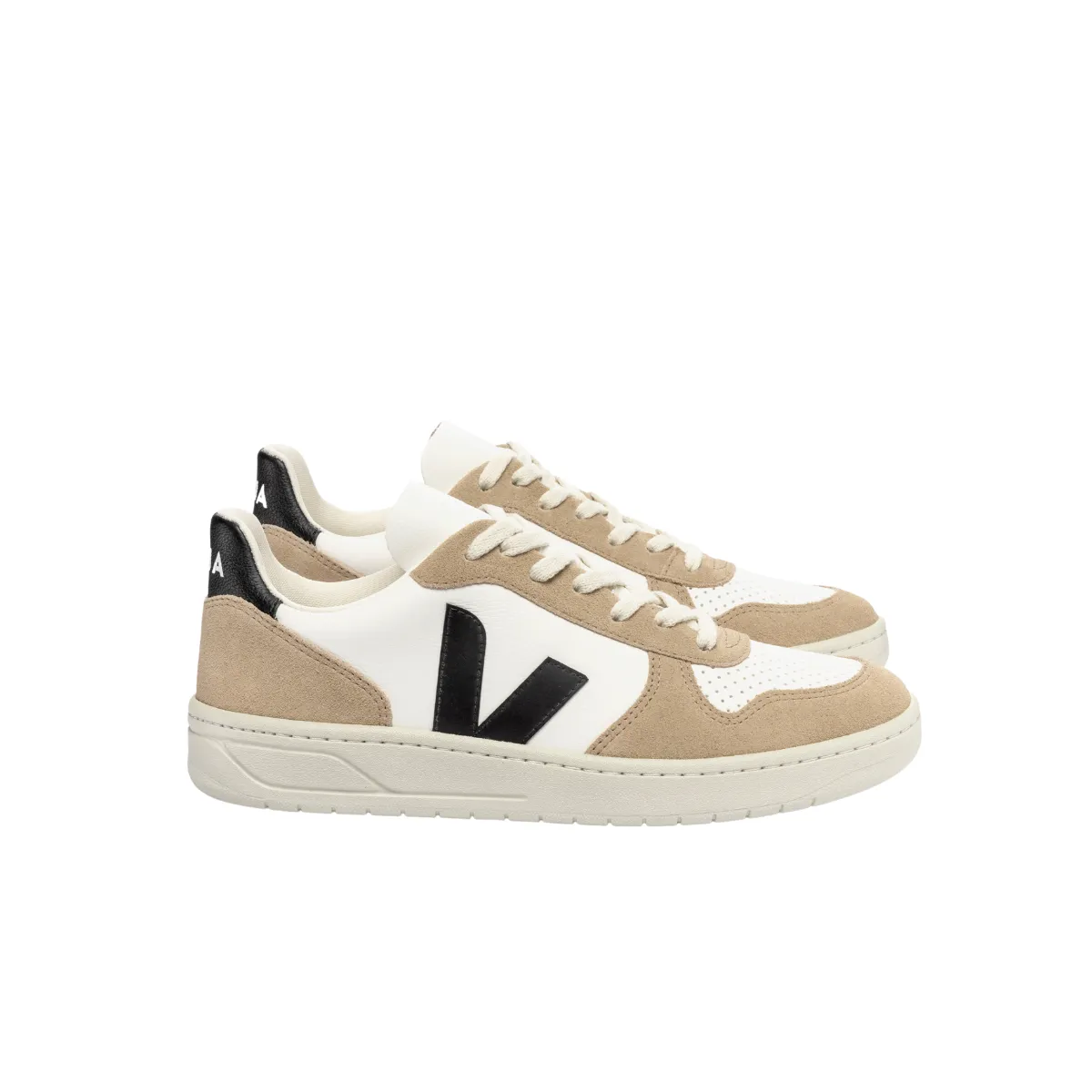 Veja   V-10 Chromefree Leather Extra White Black Sahara (men)